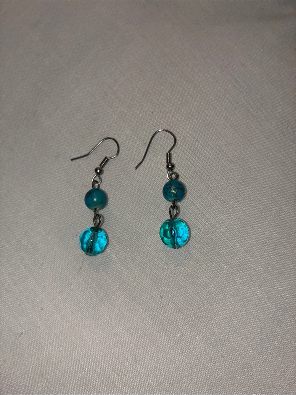 Source Unknown Teal Turquoise Dangle Bead Earrings